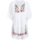 Ethnic Style V-Neck Embroidered Button Design Women s Dress416086