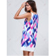 Women s Stylish Jewel Neck Sleeveless Geometrical Colorful Dress622248